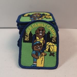 25 Beaver Family Camping Embroidered Patch Scouting NEW